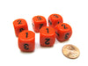 Opaque 16mm D3 Dice, 6 Pieces (6-Sided with 1-2-3 Twice) - Orange with Black