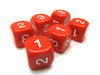 Opaque 16mm D3 Dice, 6 Pieces (6-Sided with 1-2-3 Twice) - Red with White