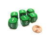 Opaque 16mm D3 Dice, 6 Pieces (6-Sided with 1-2-3 Twice) - Green with White
