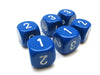 Opaque 16mm D3 Dice, 6 Pieces (6-Sided with 1-2-3 Twice) - Blue with White