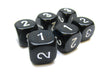 Opaque 16mm D3 Dice, 6 Pieces (6-Sided with 1-2-3 Twice) - Black with White
