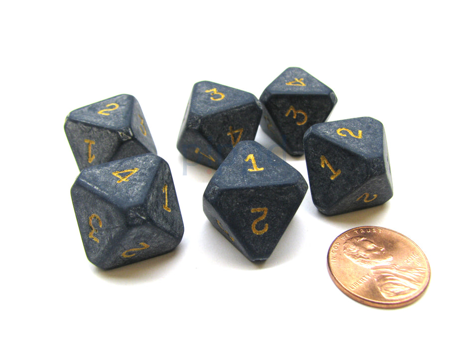 Opaque Dark Blue Chessex 8-Sided D4 Die Numbered 1-4 Twice, 6 Dice