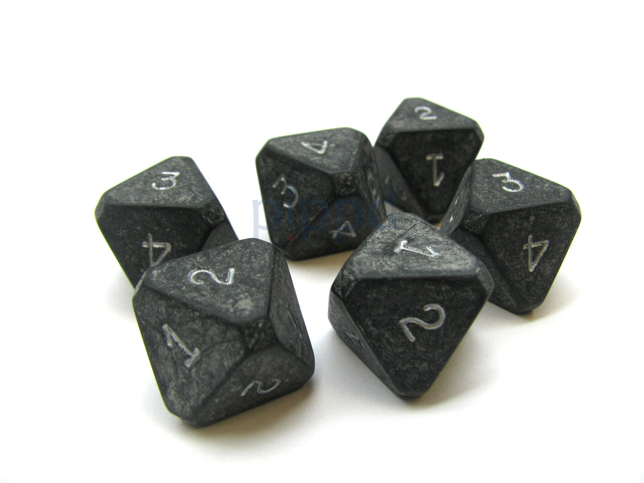 Opaque Black Chessex 8-Sided D4 Die Numbered 1-4 Twice, 6 Dice
