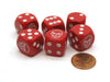 Opaque 16mm D6 Skull Face Dice, 6 Pieces -Red with White Skull on the Ace Side
