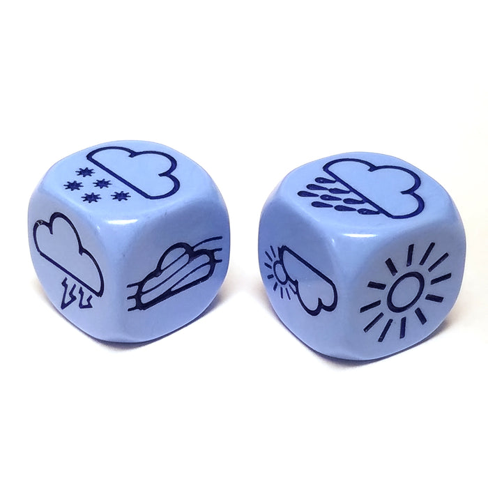 Pack of 2 18mm Weather Chessex Dice - Pale Blue with Dark Blue Etches