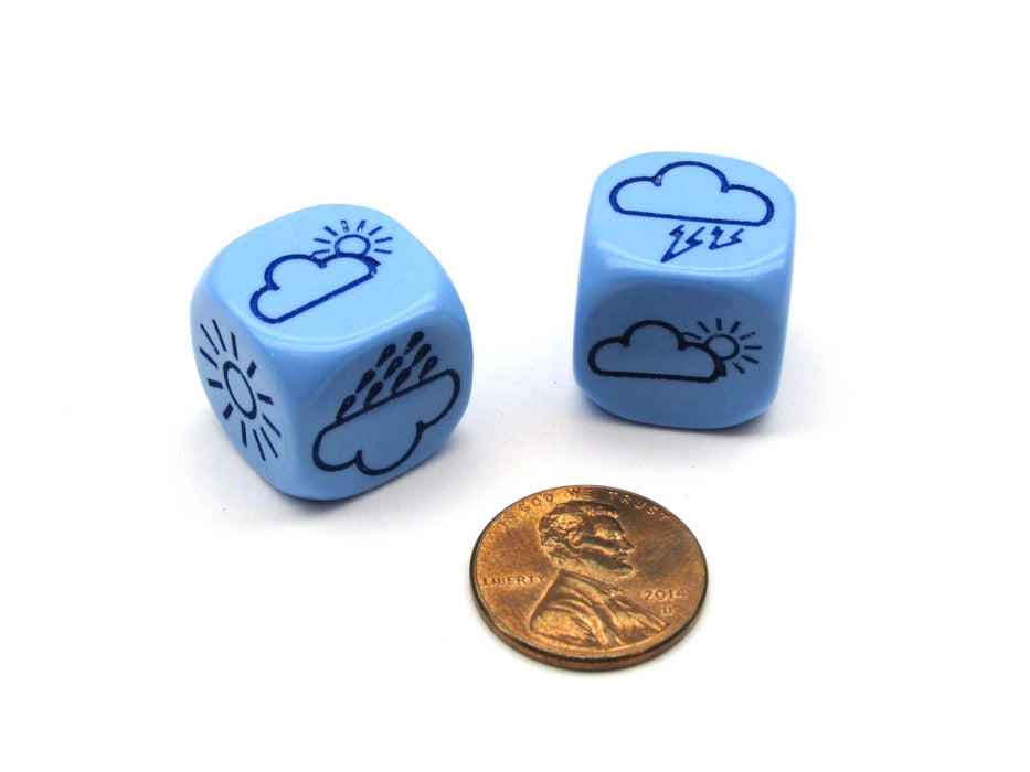 Pack of 2 18mm Weather Chessex Dice - Pale Blue with Dark Blue Etches