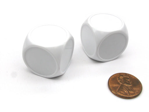 Pack of 2 Blank White 22mm D6 Chessex Dice - Rounded Corners