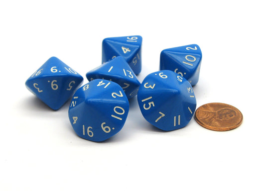 Opaque 17mm 16 Sided D16 Chessex Dice, 6 Pieces - Blue with White Numbers