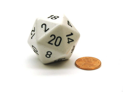 34mm Large 20-Sided D20 Opaque Chessex Dice, 1 Die - White with Black Numbers