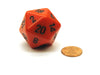 34mm Large 20-Sided D20 Opaque Chessex Dice, 1 Die - Orange with Black Numbers
