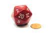 34mm Large 20-Sided D20 Opaque Chessex Dice, 1 Die - Red with White Numbers