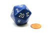 34mm Large 20-Sided D20 Opaque Chessex Dice, 1 Die - Blue with White Numbers