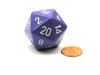 34mm Large 20-Sided D20 Opaque Chessex Dice, 1 Die - Purple with White Numbers