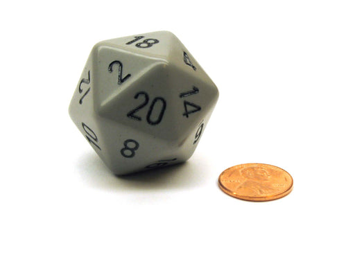 34mm Large 20-Sided D20 Opaque Chessex Dice, 1 Die -Dark Gray with Black Numbers