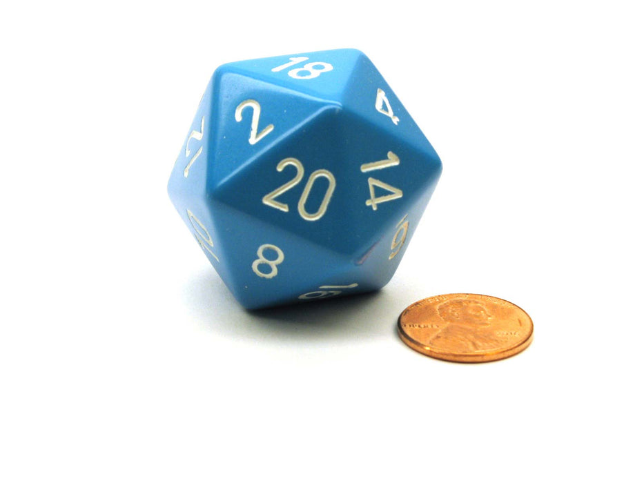 34mm Large 20-Sided D20 Opaque Chessex Dice, 1 Die-Light Blue with White Numbers