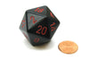 34mm Large 20-Sided D20 Opaque Chessex Dice, 1 Die - Black with Red Numbers
