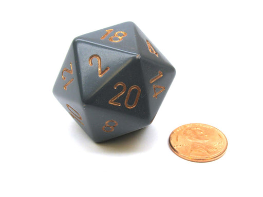 34mm Large 20-Sided D20 Opaque Chessex Dice, 1 Die-Dark Gray with Copper Numbers