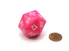 34mm Large 20-Sided D20 Opaque Chessex Dice, 1 Die - Pink with White Numbers