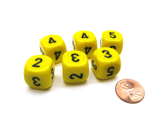 Opaque 16mm Chessex Averaging Dice (2-3-3-4-4-5) - Yellow with Black