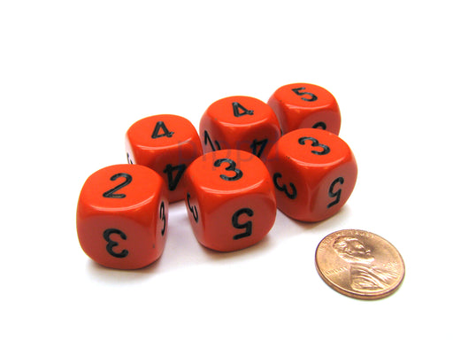 Opaque 16mm Chessex Averaging Dice (2-3-3-4-4-5) - Orange with Black Numbers
