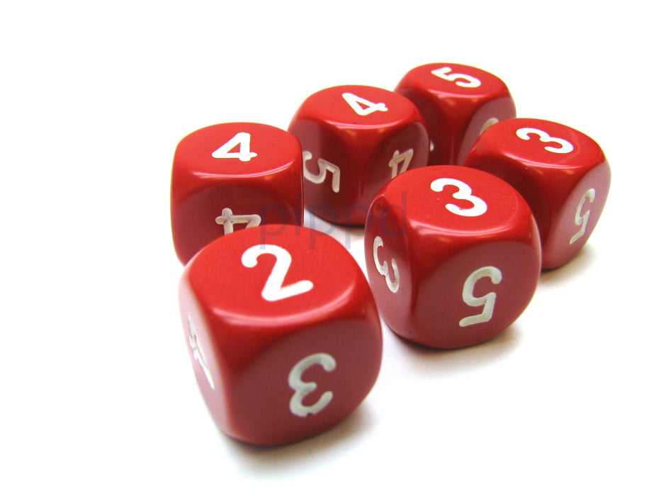 Opaque 16mm Chessex Averaging Dice (2-3-3-4-4-5) - Red with White