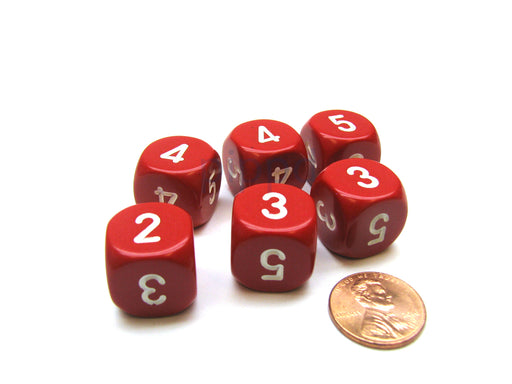 Opaque 16mm Chessex Averaging Dice (2-3-3-4-4-5) - Red with White