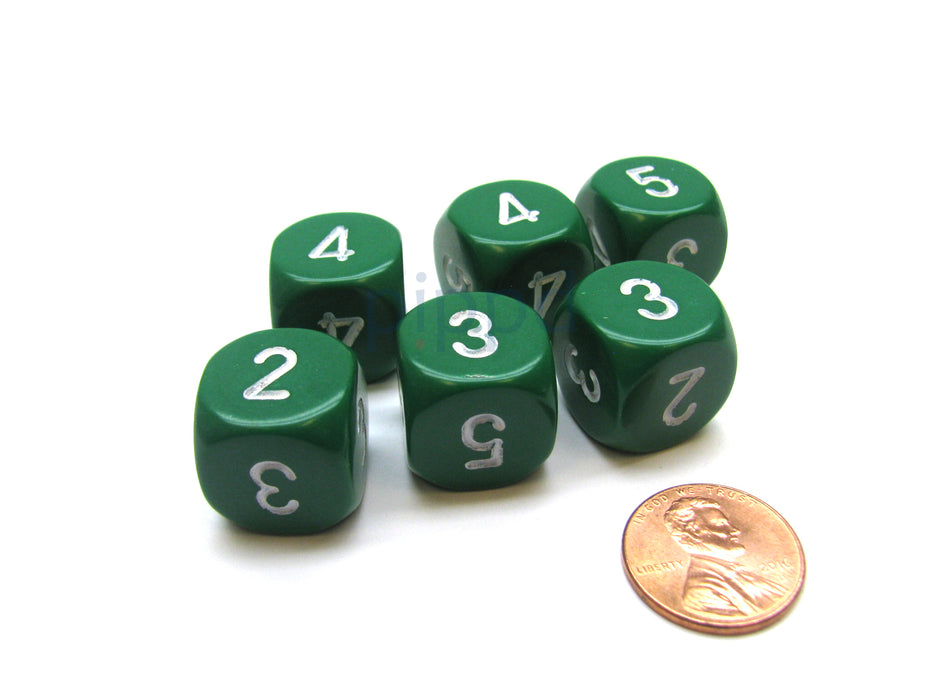 Opaque 16mm Chessex Averaging Dice (2-3-3-4-4-5) - Green with White