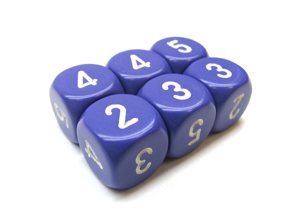 Opaque 16mm Chessex Averaging Dice (2-3-3-4-4-5) - Purple with White