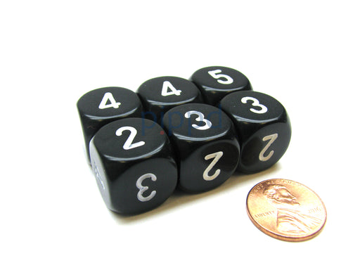 Opaque 16mm Chessex Averaging Dice (2-3-3-4-4-5) - Black with White