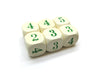 Opaque 16mm Chessex Averaging Dice (2-3-3-4-4-5) - Ivory with Green