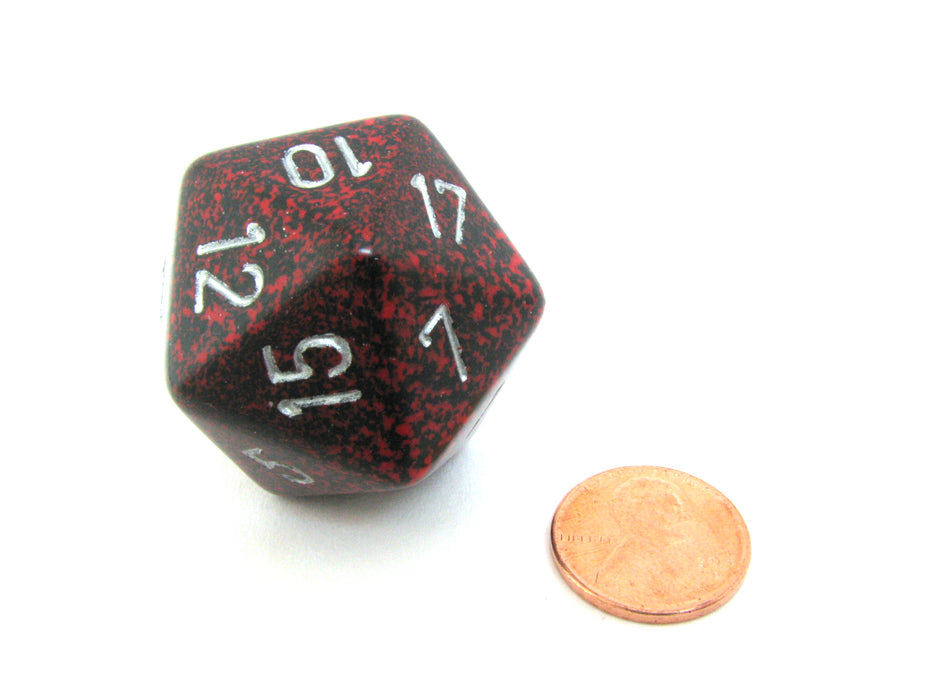 34mm Large 20-Sided D20 Speckled Chessex Dice, 1 Die - Silver Volcano