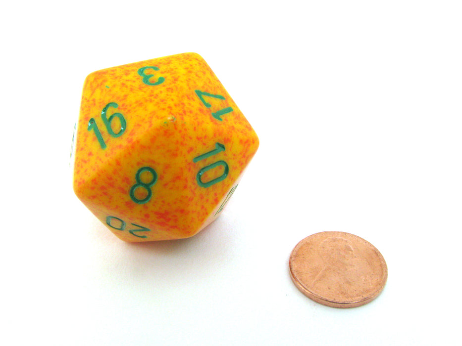 34mm Large 20-Sided D20 Speckled Chessex Dice, 1 Die - Lotus