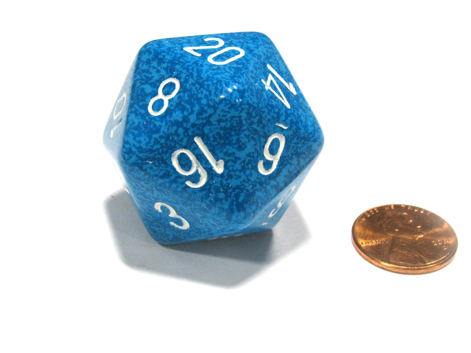34mm Large 20-Sided D20 Speckled Chessex Dice, 1 Die - Water