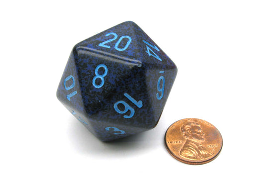 34mm Large 20-Sided D20 Speckled Chessex Dice, 1 Die - Cobalt