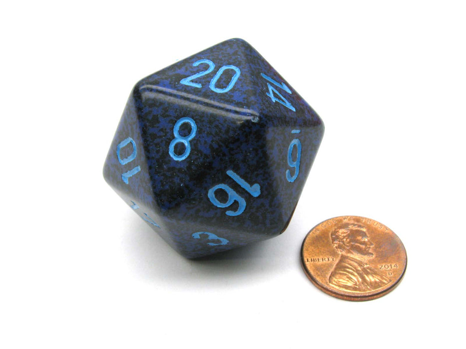 34mm Large 20-Sided D20 Speckled Chessex Dice, 1 Die - Cobalt