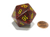 34mm Large 20-Sided D20 Speckled Chessex Dice, 1 Die - Mercury
